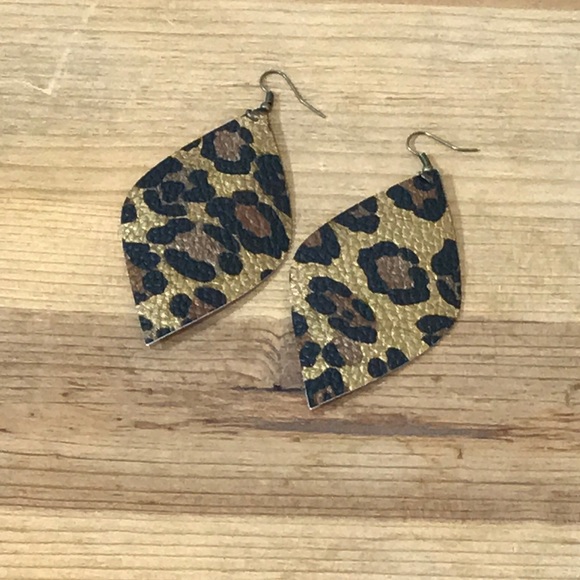 Leopard Leather Handmade Earrings - Picture 1 of 1